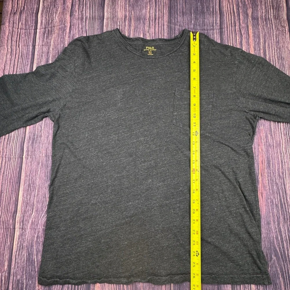 Polo Ralph Lauren Long Sleeve Pocket Tee L Cotton Heathered Charcoal Grey Pony